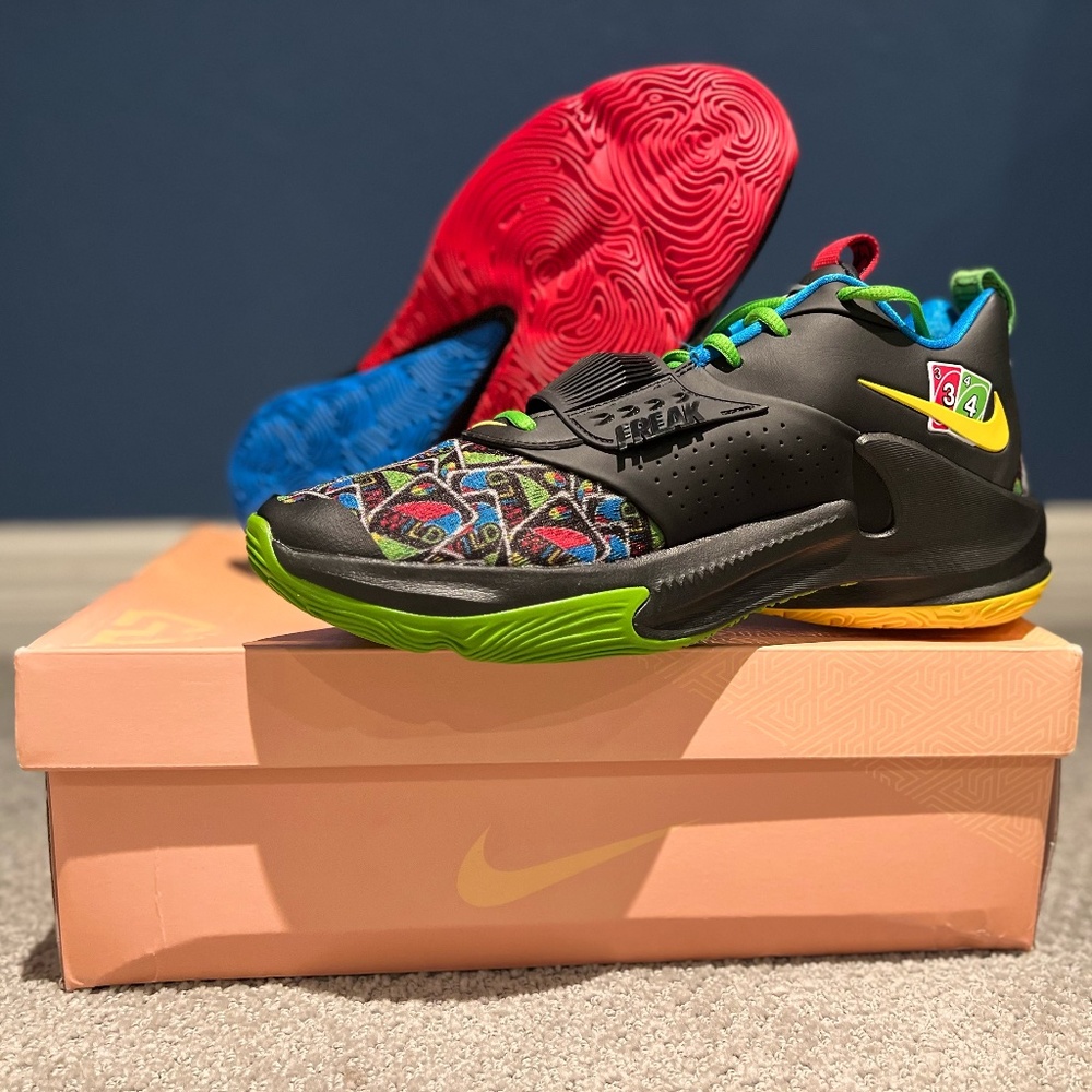 Size 10.5 - Giannis Nike Zoom Freak 3 NRG EP x UNO 50th Anniversary - Black 2022